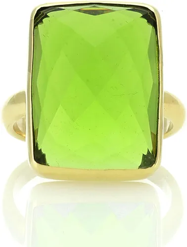 Vista 5 de Juego de bisel anillo rectangular de peridoto Joyería llena de oro Anillo de piedra natal de agosto para mujer