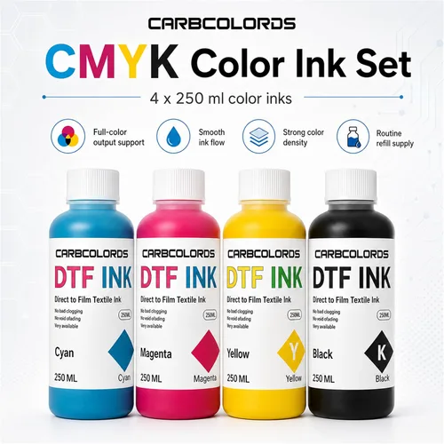 Vista 3 de Kit de conversión de tinta DTF para impresoras DTF de inyección de tinta A4 y A3, tintas CMYK de 8.5 fl oz + tinta blanca de 16.9 fl oz + 17.64 oz
