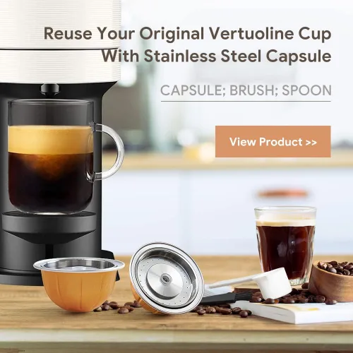 Vista 6 de Cápsula de café de metal de acero inoxidable compatible con cápsulas de café Vertuo Next para máquina N-espresso reutilizables
