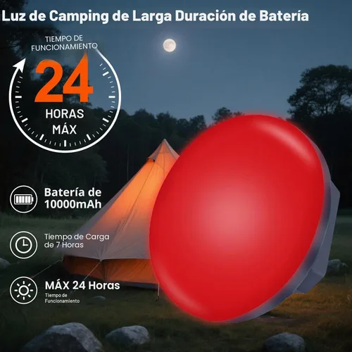 Vista 4 de Linterna de camping roja a prueba de insectos iodoo con luz de 2025, linterna de camping recargable de 10000mAh y 3000LM para tienda, 6500K