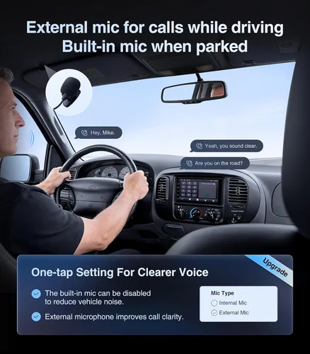 Vista 4 de AINAVI Radio de coche de doble DIN Android de 7" 2+32G estéreo CarPlay/Android Auto, 48B EQ y DSP, 4.1 canales, salidas 240W, SWC/Bluetooth/AM/FM