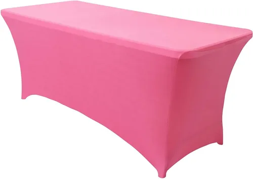 Vista 80 de Obstal Funda de mesa de elastano elástica de 4 pies para mesas plegables estándar, paquete de 2 manteles rectangulares universales ajustables