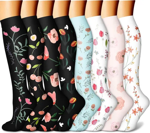 Vista 43 de CHARMKING Calcetines de compresión para mujeres y hombres para circulación (8 pares) 15-20 mmHg, mejor soporte para ciclismo atlético