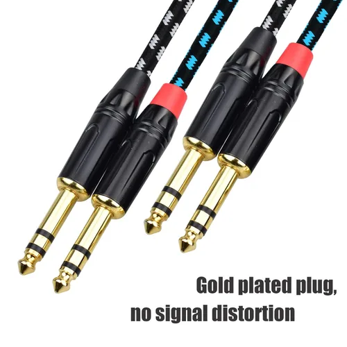 Vista 4 de Cable de conexión equilibrado TRS a TRS macho de 1/4 de pulgada, cable de audio estéreo de 1/4 de pulgada a 0.250 in, nailon trenzado resistente