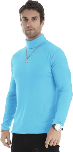 Vista 126 de Camiseta de manga larga para hombre, ajustada, ligera, con cuello de tortuga
