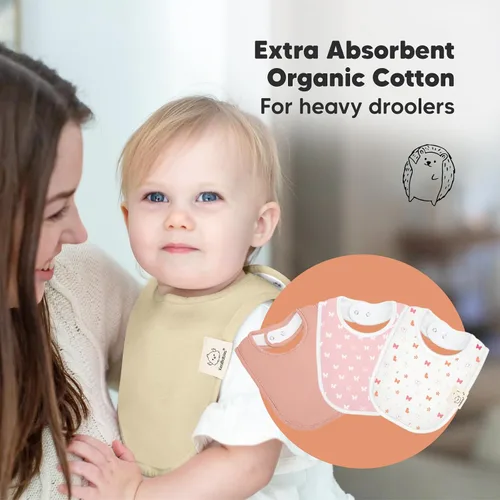 Vista 5 de KeaBabies Paquete de 8 baberos orgánicos para niñas y niños y 5 paños de muselina para eructos para bebés, niños y niñas, baberos de dentición