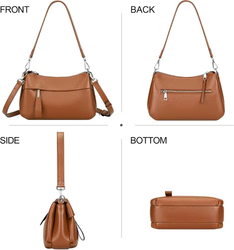 Vista 20 de Over Earth Genuine Leather Crossbody Bags for Women Small Hobo Handbags Shoulder Purses with 2 Detachable Straps