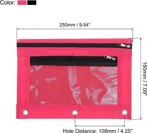 Vista 2 de PATIKIL Estuche para lápices para carpeta de 3 anillos, paquete de 2 unidades, tela Oxford de malla con cremallera, estuche para oficina y hogar