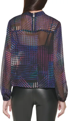 Vista 4 de DKNY Top deportivo recortado sin esfuerzo con estampado para mujer