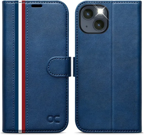 Vista 8 de OCASE Funda de piel sintética compatible con iPhone 14, con tarjetero y función atril con bloqueo RFID [carcasa interior de TPU a prueba de golpes]
