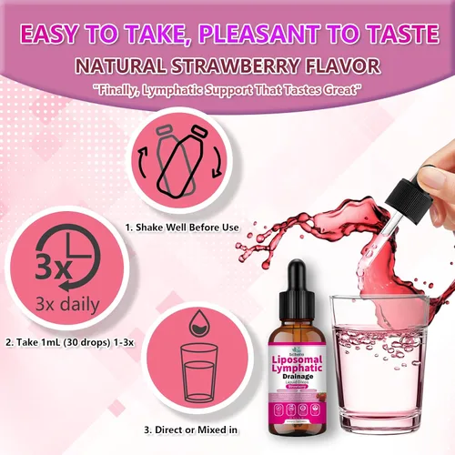 Vista 7 de Gotas de drenaje linfático liposomal, soporte linfático orgánico 11 en 1 con trébol rojo, equinácea, saúco, raíz de bardana para limpieza linfática
