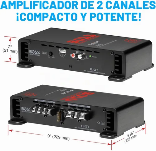 Vista 2 de Boss Din - Sistema de audio individual, 200 vatios 2 canales, Negro