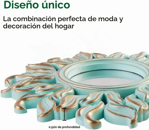 Vista 4 de Espejo decorativo de pared, espejo verde redondo, 10 x 10 pulgadas