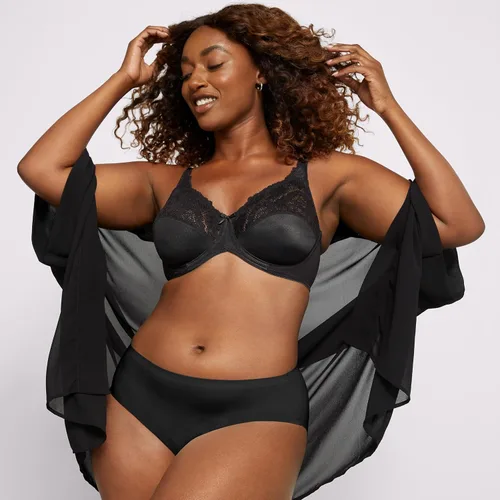 Vista 4 de Bali Lilyette - Brasier reductor con aros para mujer con ribete de encaje, brasier de microfibra de cobertura completa