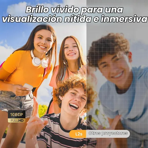 Vista 3 de [Sonido de JBL y alto brillo] Proyector Yaber con WiFi y Bluetooth, enfoque automático/corrección Keystone, proyector de película de sonido 3D