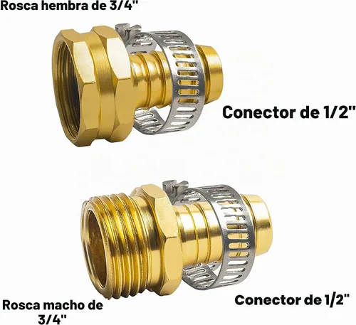Vista 3 de Hourleey Reparación de manguera de jardín de 1/2 pulgada, conector de manguera de aluminio con abrazadera, ajuste de conector de manguera macho