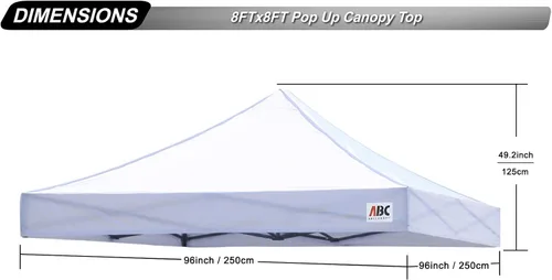 Vista 3 de ABCCANOPY Toldo de repuesto para tienda de campaña desplegable (8 x 8 pies, blanco)
