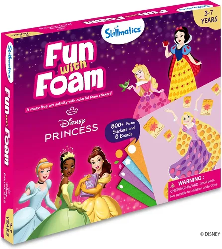Vista 9 de Skillmatics Arte de calcomanías de espuma – Disney Princess, más de 800 calcomanías de espuma 3D, diversión sin desorden para niños, kits