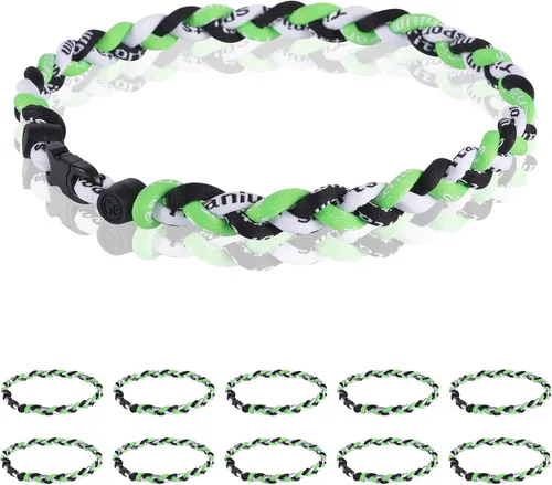 Vista 25 de Paquete de 12 Collares de Béisbol de 18 Pulgadas, Regalo de Equipo para Fanáticos de Béisbol, Diseño de Cuerda Tornado de Titanio Triple Trenzado