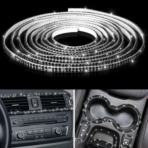 Vista 16 de Kingdder Moldura Brillante para Auto de 16.4 Pies Autoadhesiva con Cristales de Strass Brillantes Accesorios de Interior y Exterior de Auto