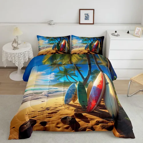 Vista 11 de Erosebridal Blue Ocean - Juego de edredón tamaño individual Juego de ropa de cama de ballena delfín y tortuga marina para niños y niñas, juego