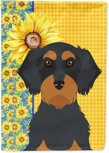 Vista 13 de Caroline's Treasures WDK5313GF Bandera de jardín con diseño de girasoles de verano, color negro y tostado, Airedale Terrier para buzón, bandera