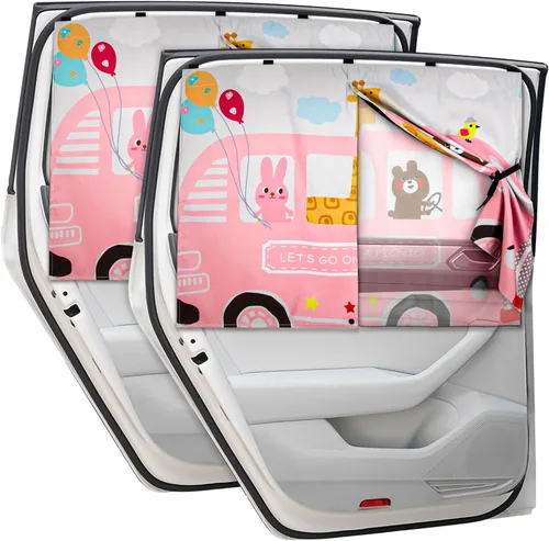 Vista 12 de Parasoles para Ventanas de Automóvil, 2 Piezas Magnético de Doble Capa Parasol Auto para Ventanas Laterales Privacidad Coberturas Completas/Opciones