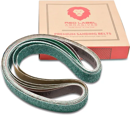 Vista 7 de Red Label Abrasives Cinturones de lijado para afilar cuchillos de 2 x 42 pulgadas, cerámica de alta calidad, granos gruesos, paquete de 6 surtidos
