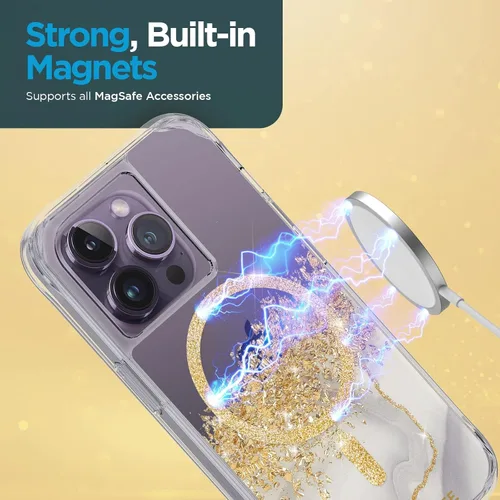 Vista 7 de Case-Mate Funda para iPhone 14 Pro – Karat Marble [protección contra caídas de 10 pies] [compatible con MagSafe] Funda magnética con bonito brillo