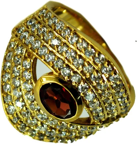 Vista 4 de 55Carat Natural Garnet Gold Plated Engagement Ring for Women Gift Handmade Oval Shape Size 5,6,7,8,9,10,11,12