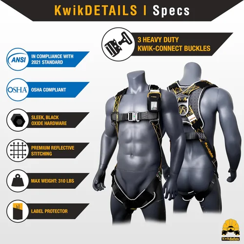 Vista 6 de KwikSafety TORNADO Safety Harness ANSI OSHA Fall Protection Gear