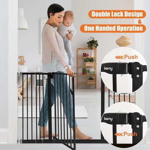 Vista 5 de keny - Puerta de seguridad para perros de 29 a 42.5 pulgadas para escaleras, cierre automático Puerta para mascotas fácil de montar a presión