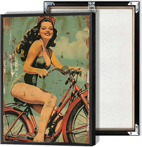 Vista 8 de Póster vintage de la niña piloto sexy de los años 50, arte de pared, arte retro de mediados de siglo, nostalgia estética, impresiones estéticas