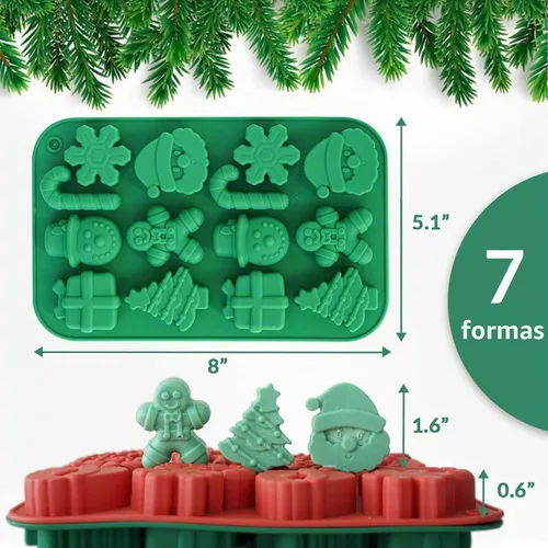 Vista 4 de HKNMTT Moldes de silicona para chocolate de Navidad, 2 piezas de moldes para hornear caramelos, molde en forma de árbol de Navidad 3D, bastón