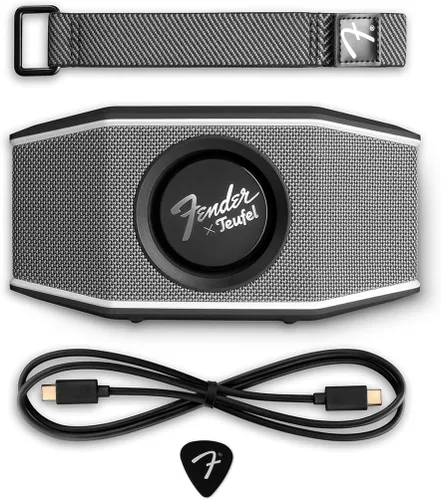 Vista 6 de Fender x Teufel ROCKSTER GO 2 Altavoz portátil Bluetooth – Sonido potente, resistente, impermeable, batería de 28 horas, correa de transporte