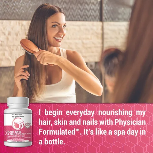 Vista 7 de Vitaminas para cabello, piel y uñas sanos creado por médicos para hombres y mujeres. 0.00026 oz. de biotina, aminoácidos, colágeno y ácido