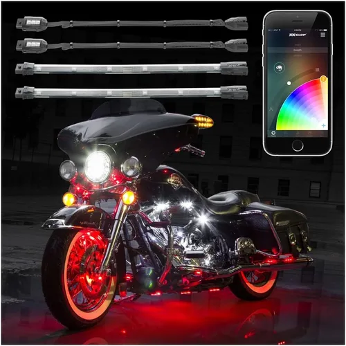 Vista 3 de XKGLOW Chrome App Control - Kit de luz LED profesional para motocicleta, 14 vainas/12 tiras