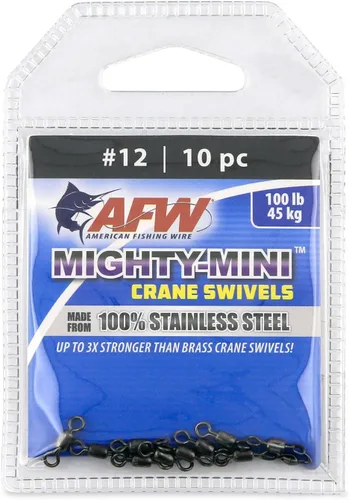 Vista 8 de AFW American Fishing Wire Fishing Swivels - Mighty Mini 100% Stainless Steel Crane Swivels, 3X Stronger Than Brass, for Terminal Tackle Box, Up to