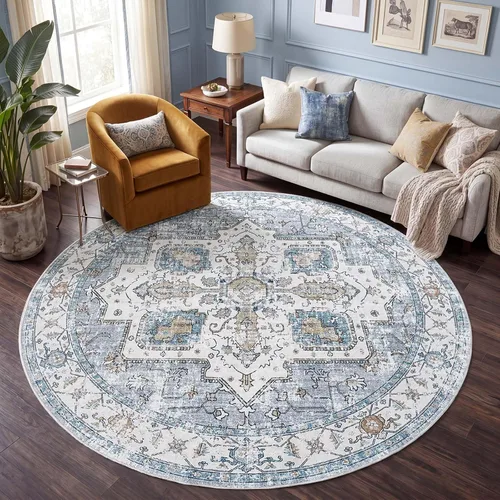 Vista 15 de jinchan Alfombra de área pequeña lavable floral vintage, alfombra de entrada simétrica de medio círculo de 2 x 3, alfombra de entrada suave de pelo