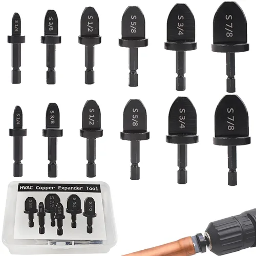 Vista 7 de Juego de expansores de tubo de cobre para HVAC, 6 Uds., juego de brocas de estampación de tubos de cobre, kit de brocas, kit de exacerbación