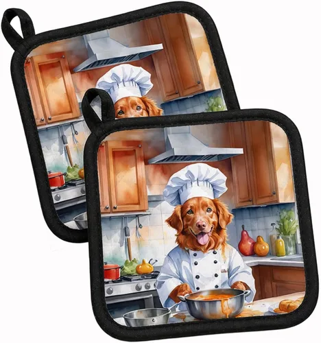 Vista 59 de Caroline's Treasures Coton de Tulear El Chef Par de Agarraderas de Ollas de Cocina Resistentes al Calor Juegos de Agarraderas de Ollas Almohadillas