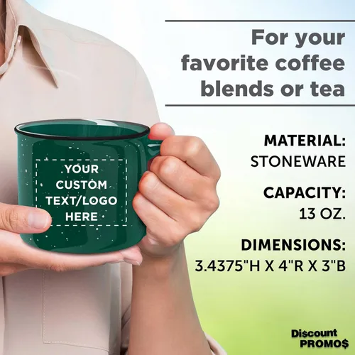 Vista 4 de DISCOUNT PROMOS Tazas de Café de Cerámica Personalizadas para Fogata de 13 oz. Juego de 100, Paquete Personalizado a Granel - Perfecto para Té