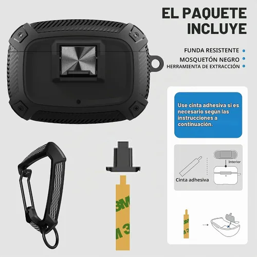 Vista 6 de Maxjoy Funda para Beats Studio Buds, Studio Buds Plus 2023 con cerradura, Studios Bud + fundas protectoras a prueba de golpes con llavero para Beats