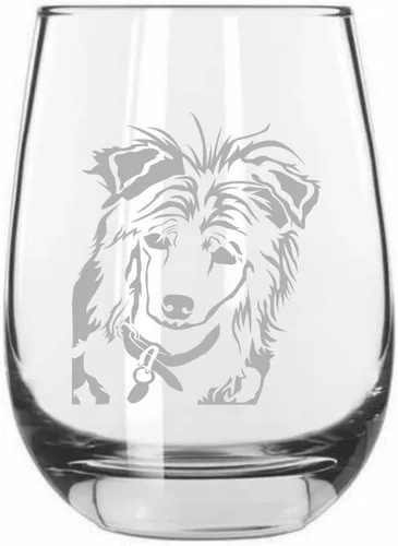 Vista 122 de Shar Pei (chino) - Vaso de vino sin tallo grabado para perro, 15.25 onzas
