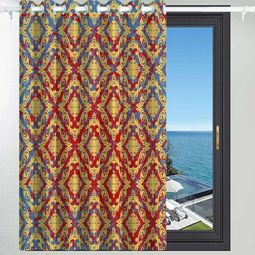 Vista 3 de Cortinas opacas estilo bohemio, decoración de damasco, decoración personalizada, cortinas para puerta trasera, cortinas para Ventanas de Cuarto