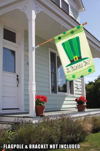 Vista 4 de Toland Home Garden 107088 - Bandera del Día de San Patricio con sombrero de San Patricio, de 28 x 40 pulgadas, doble cara, bandera de jardín