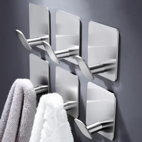 Vista 14 de DELITON Ganchos adhesivos – Paquete de 4 ganchos de pared para toallas/abrigos, para baño o cocina (negro mate, acero inoxidable)