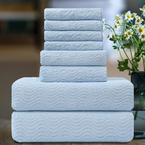 Vista 30 de Smuge Juego de toallas de baño texturizadas ultrasuaves de 8 piezas para baño, ducha, piscina, cocina, secado rápido, ligeras y altamente
