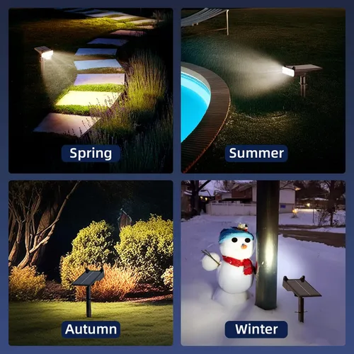 Vista 3 de HOFLYW Focos solares impermeables para exteriores, luces solares de camino de paisaje del atardecer al amanecer, iluminación al aire libre, 4 modos