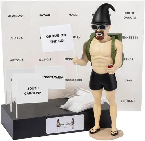 Vista 8 de Gnomo de viaje macho adulto Mini figura de gnomos con soporte AirTag integrado Compañero de viaje de aventura para viajes por carretera